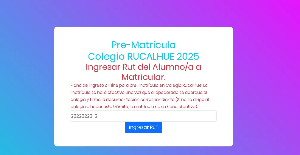 Pre matrícula online 2025